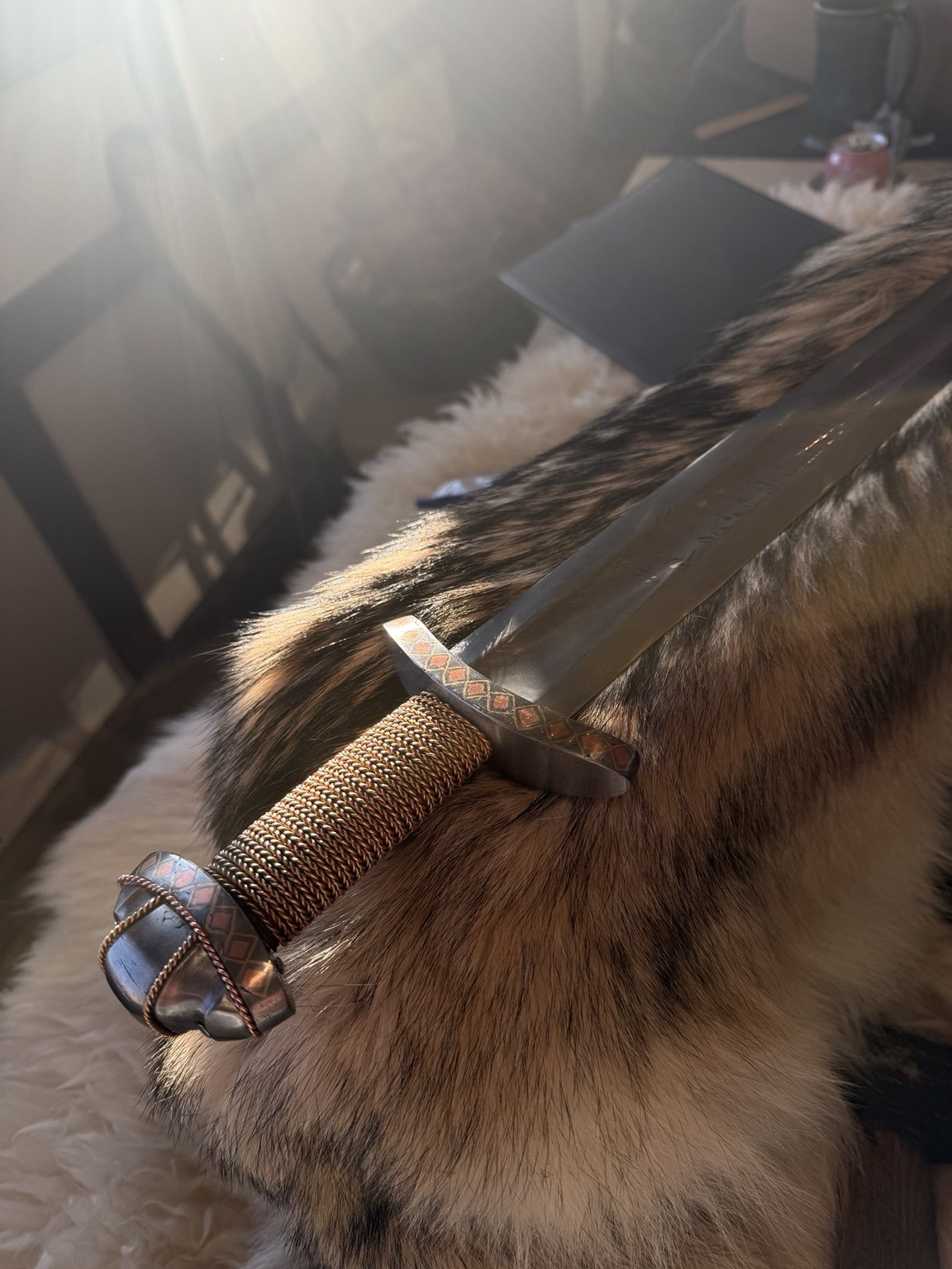 River Witham sword reconstruction showing blade inscription and decorated hilt